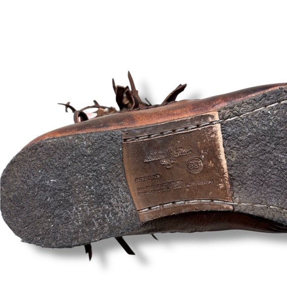 Allsaints Pipaluk Brown Leather Fringe Western Native American Boots Size 38 - Picture 9 of 12